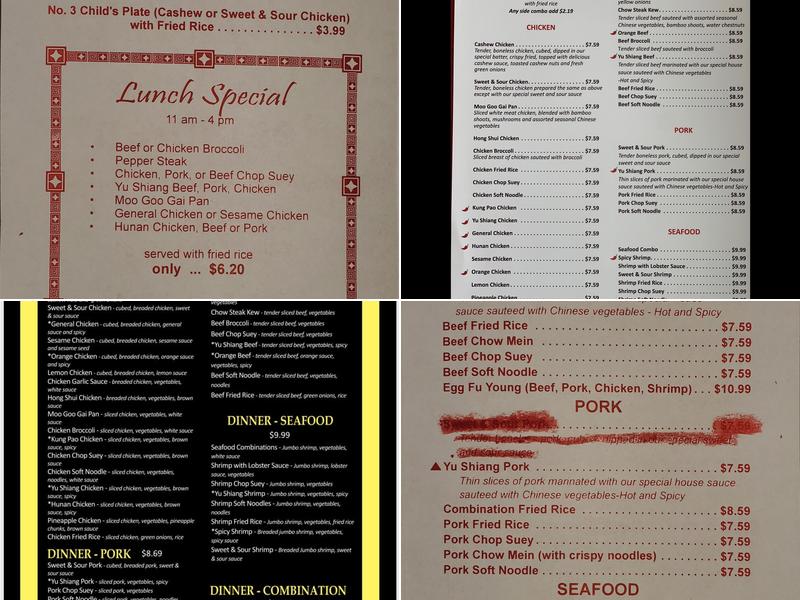 H-n-H Chinese Restaurant Menu