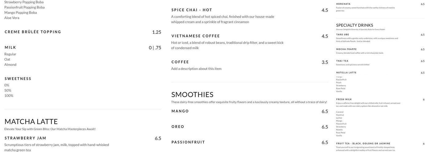 Mr Z's Crêpes & Teas Menu