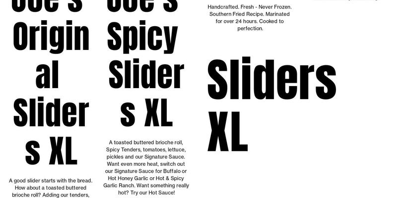 Uncle Joe's Chicken Shack Menu