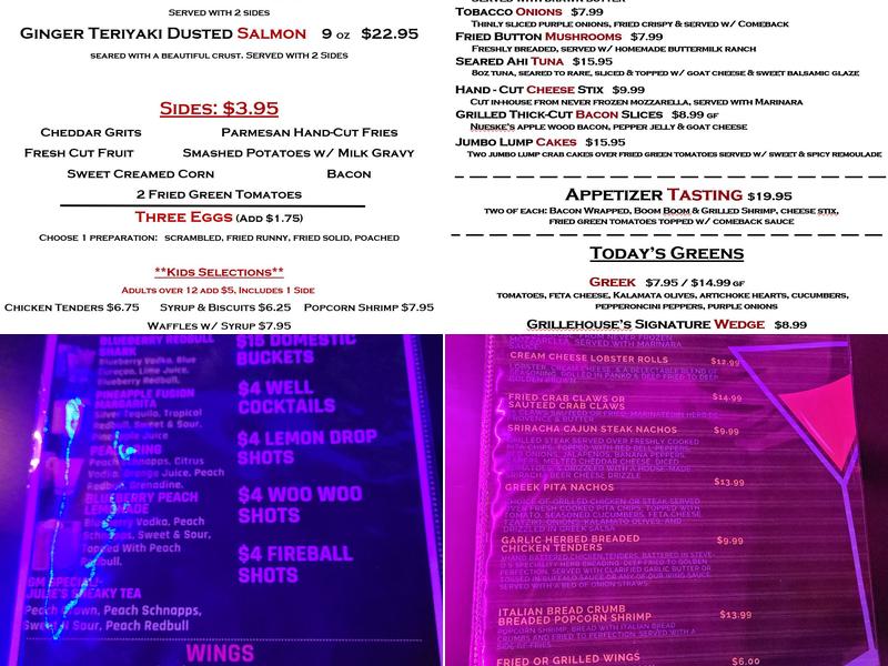 The Grillehouse of Tupelo Menu