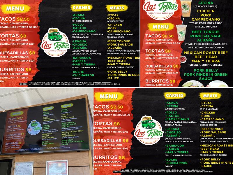Las Tejitas Menu
