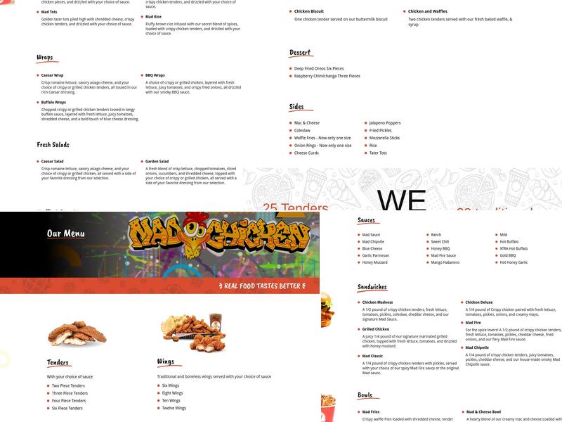 Mad Chicken Menu
