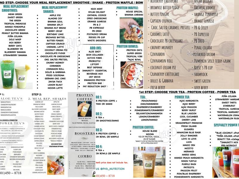 PVD Modern Nutrition Menu