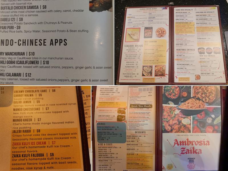 Ambrosia Zaika Menu