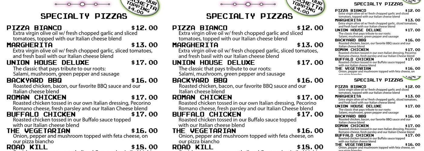 Pizza at Fun and Games Menu