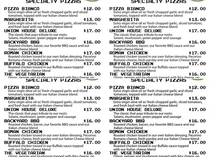 Pizza at Fun and Games Menu