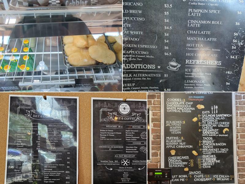 Day 6 Coffee Co. Menu