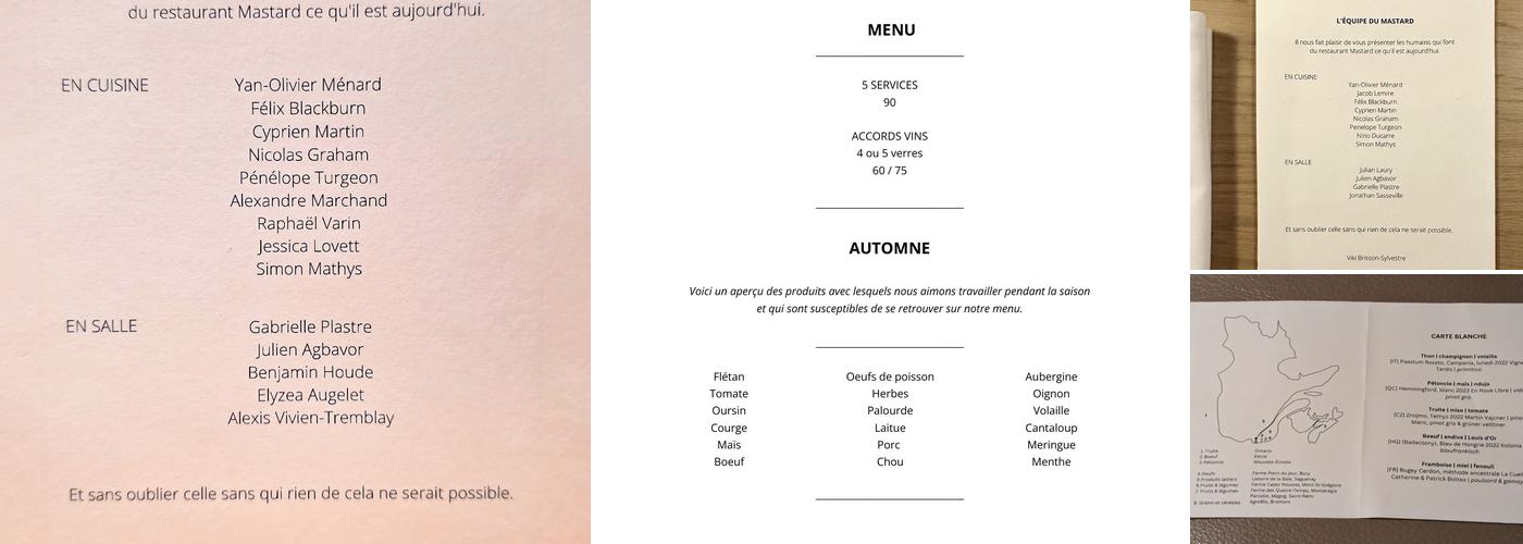 Restaurant Mastard Menu