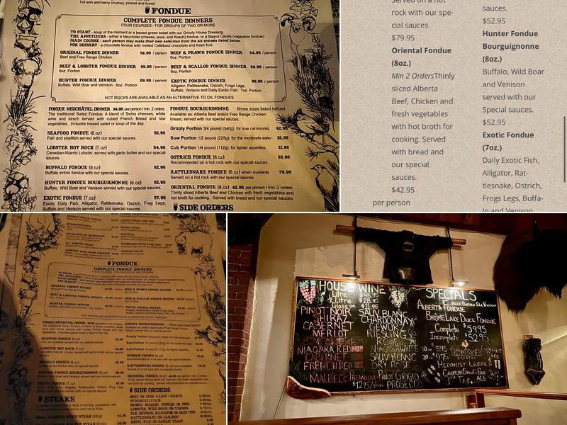 The Grizzly House Menu