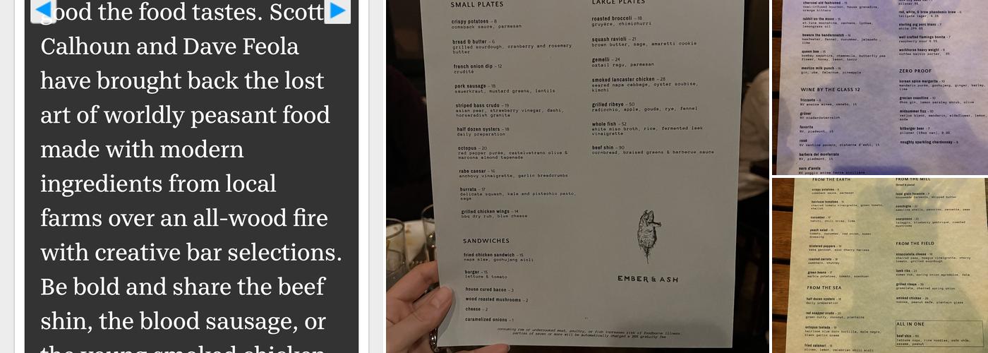 Ember & Ash Menu