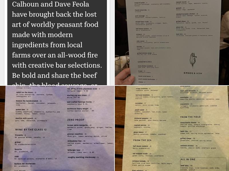 Ember & Ash Menu