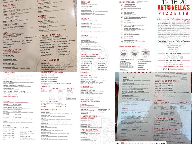 Antonella's Pizzeria Menu