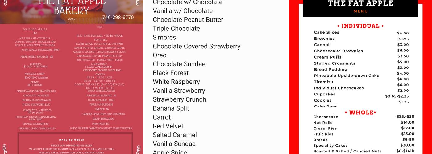 The Fat Apple Bakery Menu