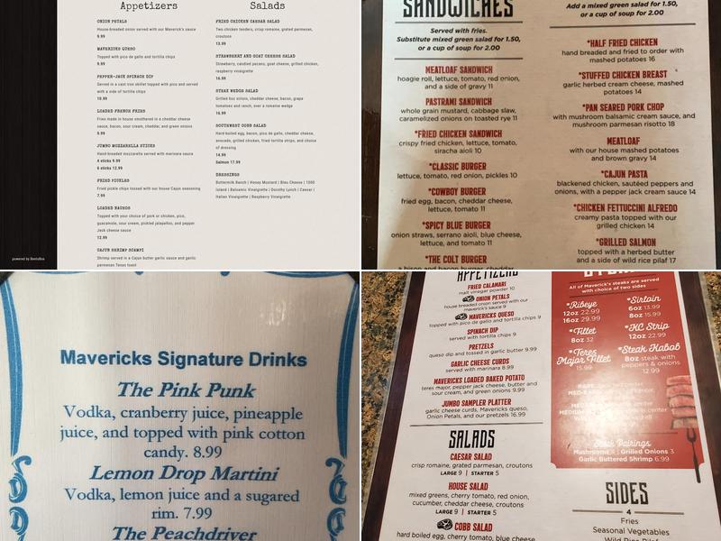 Mavericks Steakhouse Menu