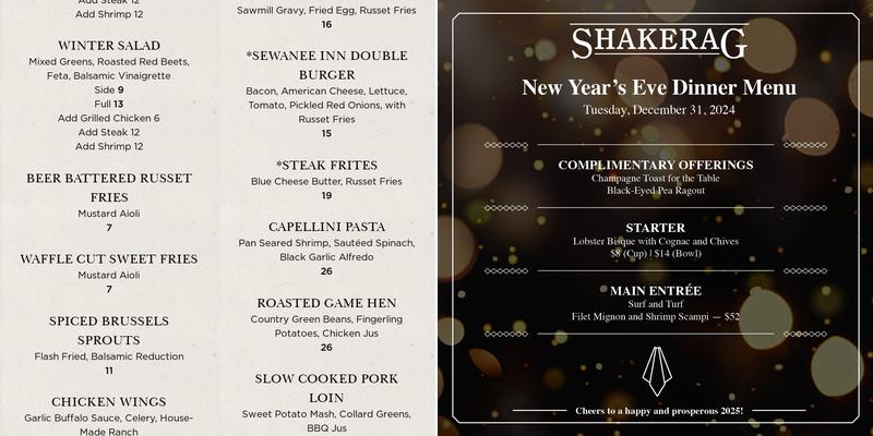 Shakerag Menu