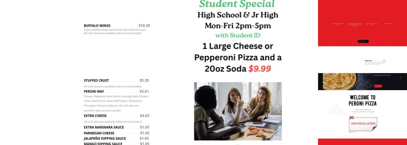 Peroni Pizza Menu