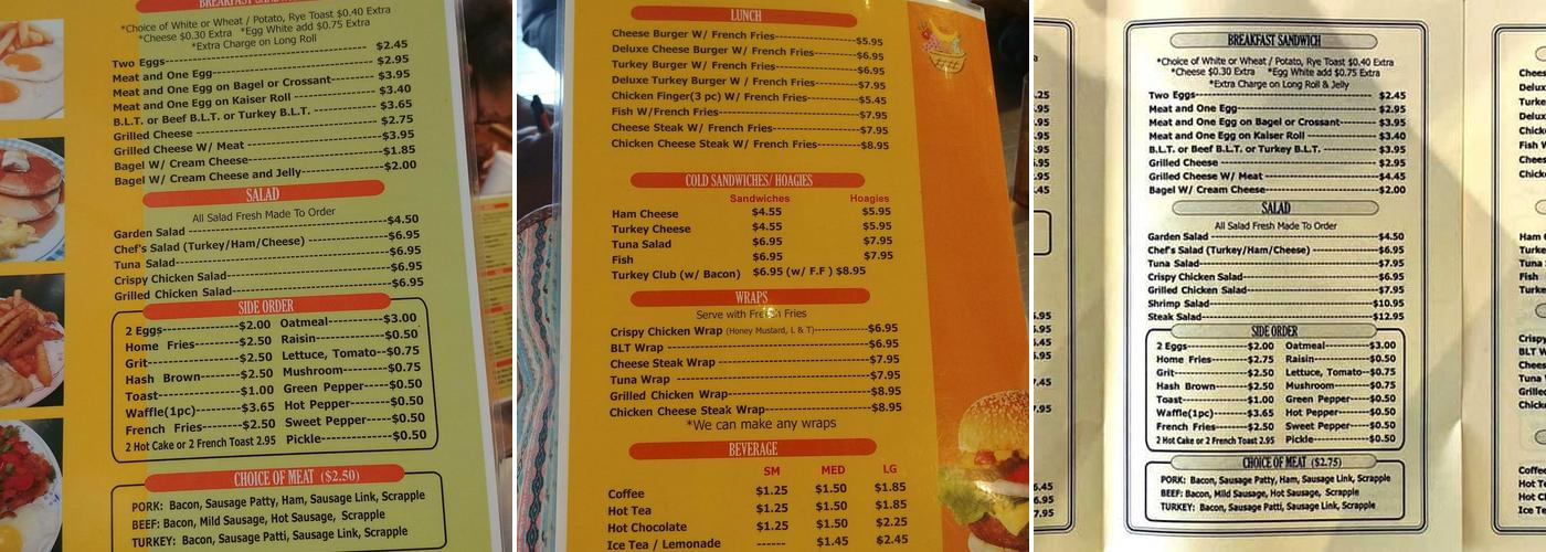 B&B Breakfast and Lunch Menu