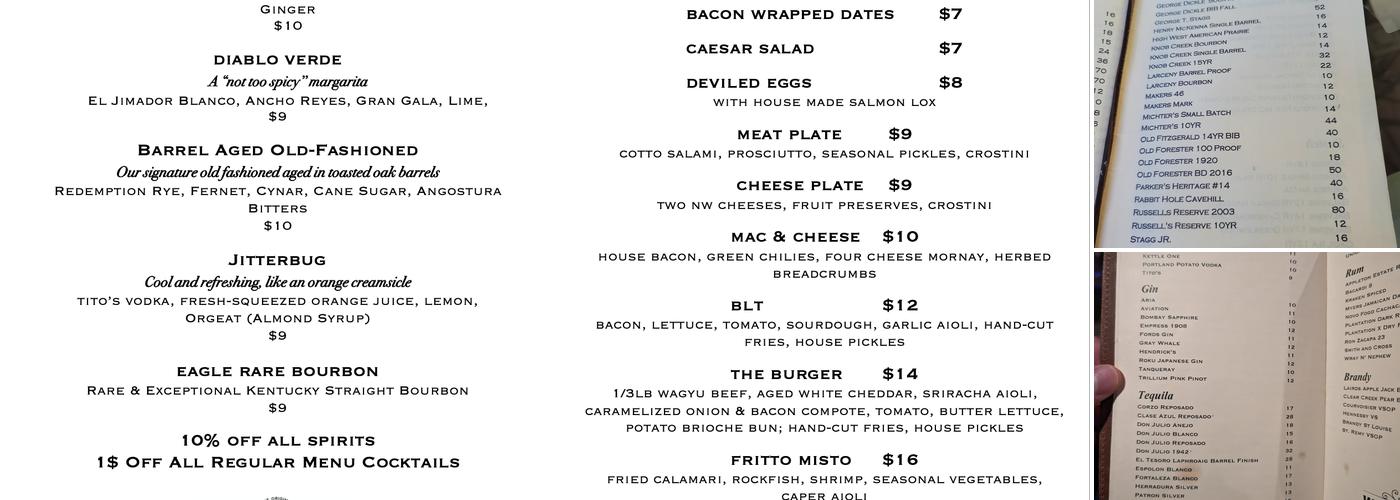 Whiskey Barrel Lounge Menu