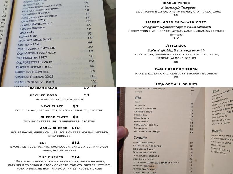 Whiskey Barrel Lounge Menu