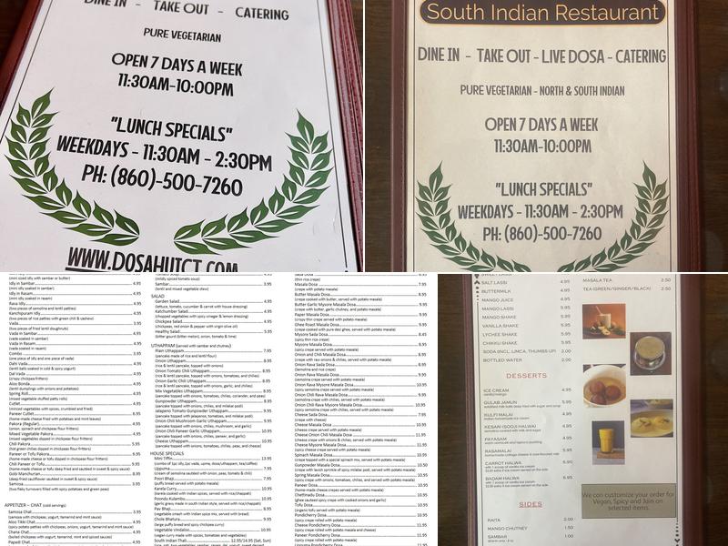 Dosa Hut Menu