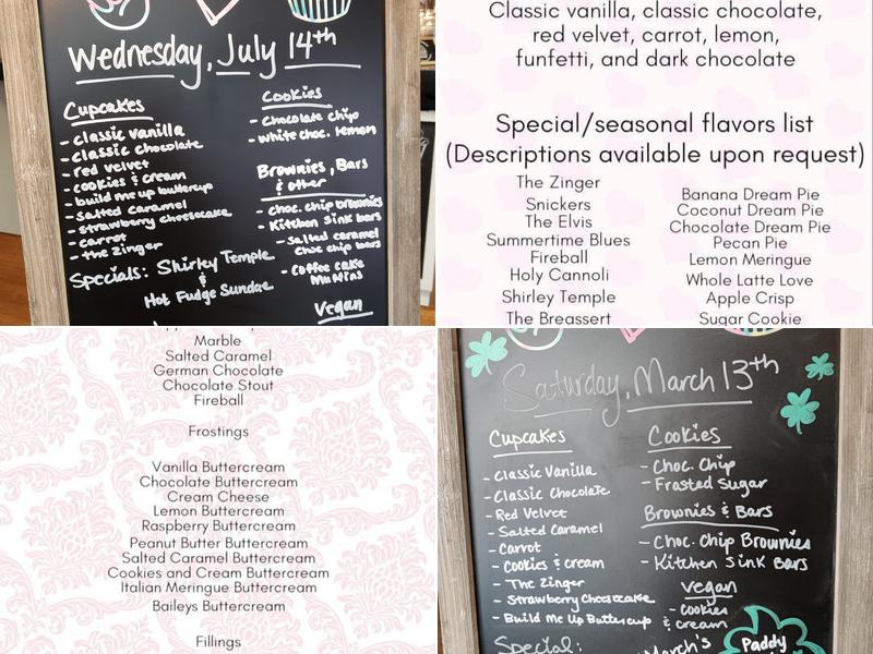 Peace, Love, and Cupcakes Menu