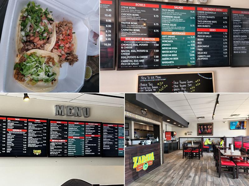 Zapata Mexican Taco Shop Menu
