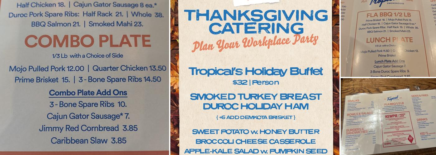 Tropical Smokehouse Menu