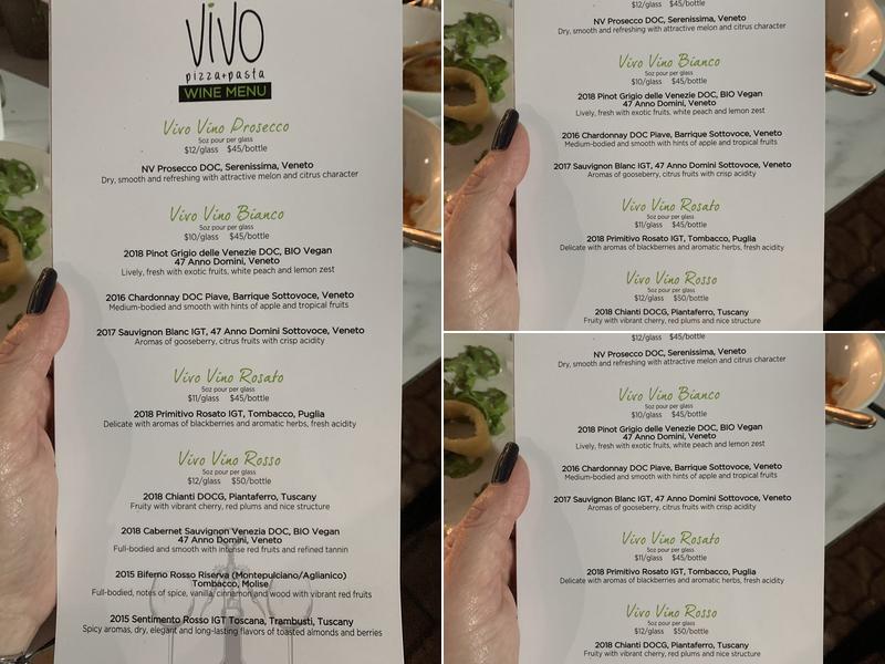Vivo Pizza+Pasta Menu