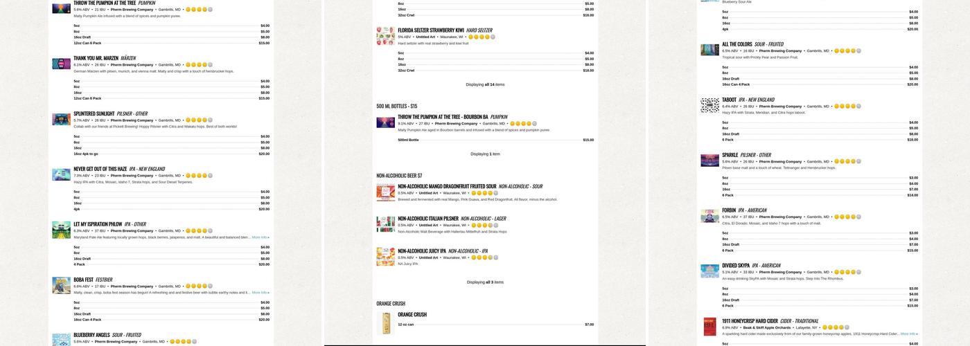 Pherm Brewing Company Menu