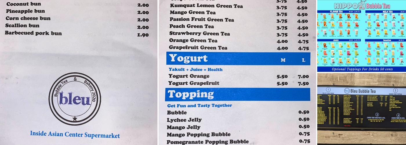 Bleu Bubble Tea and Bakery Menu