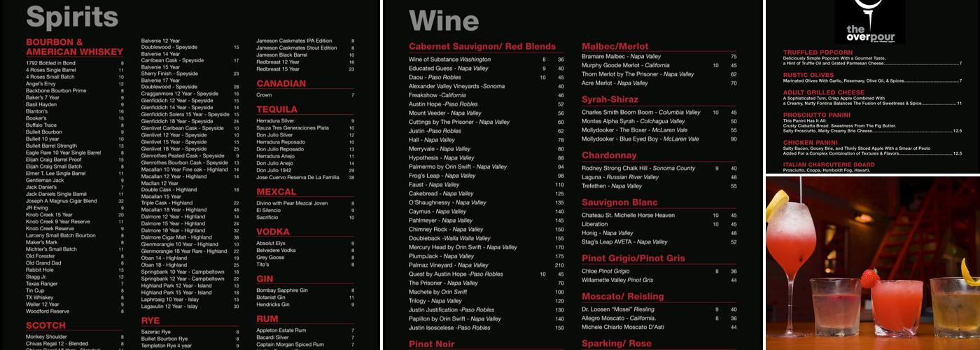 The Overpour Menu