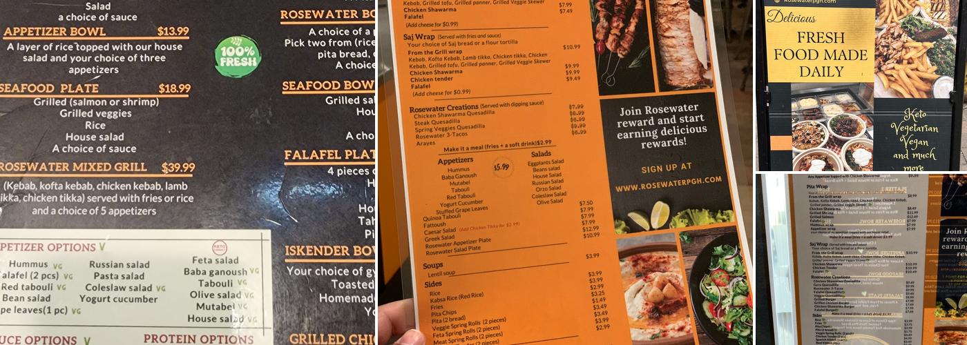 Rosewater Middle Eastern Grill ماء ورد Menu