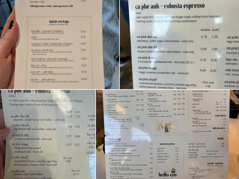 Hello Em Việt Coffee & Roastery Menu