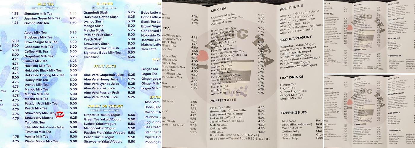 Ding Tea, Covington Menu