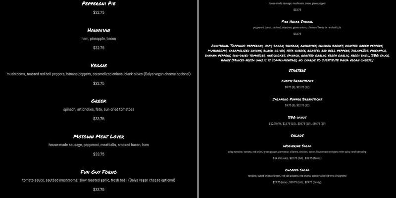 8Mileπ Detroit Style Pizza Menu