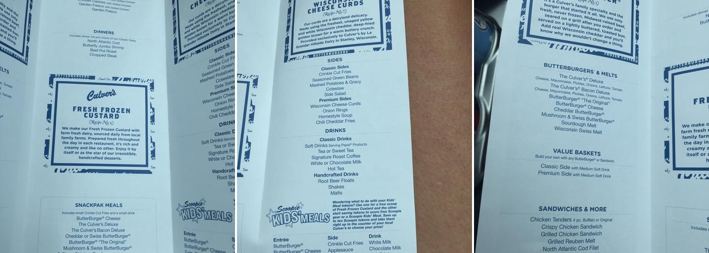 Culver’s Menu
