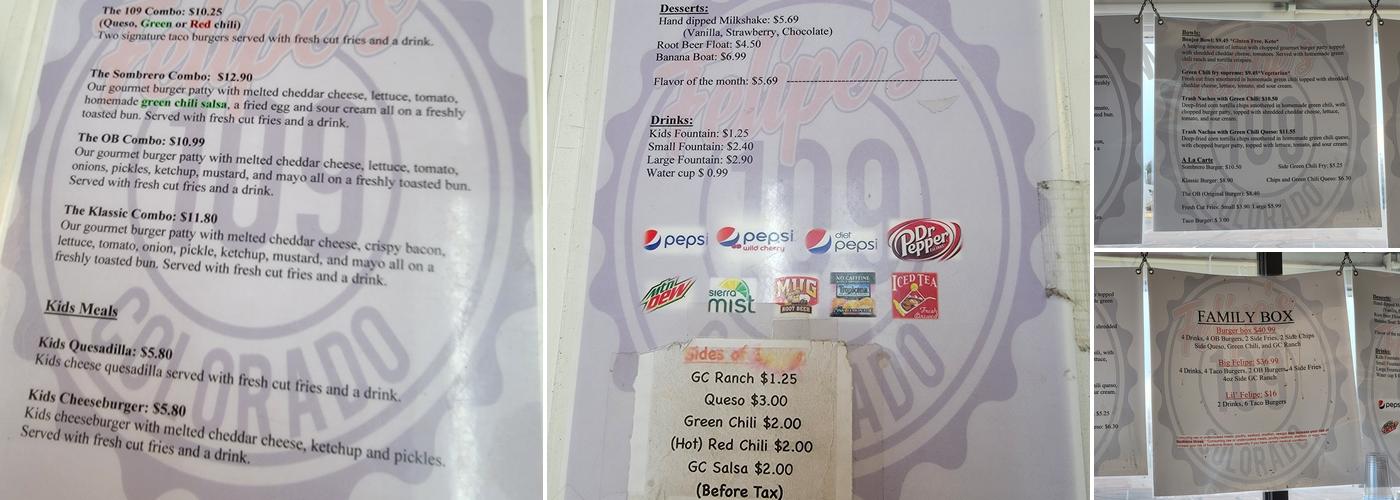 Felipe's 109 Menu