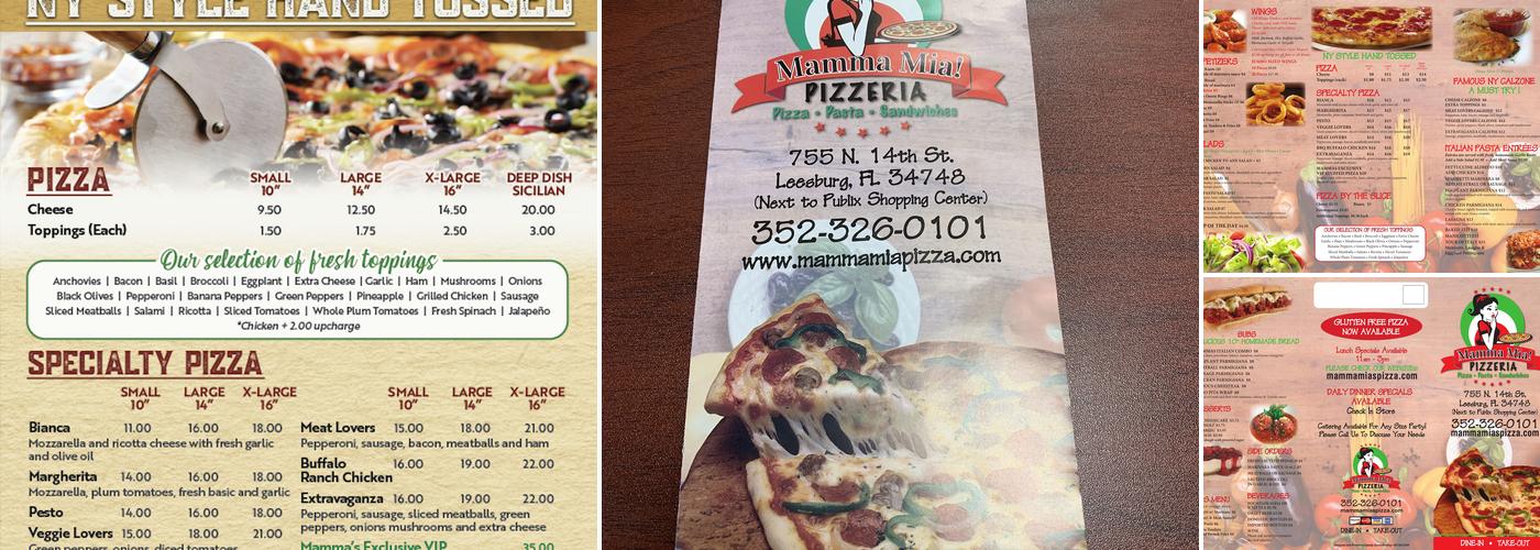 Mamma Mia's Pizza Menu