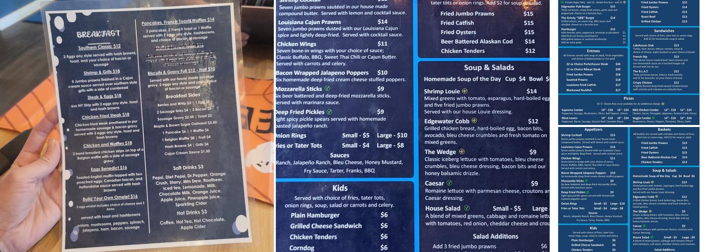 Edgewater Lounge Menu