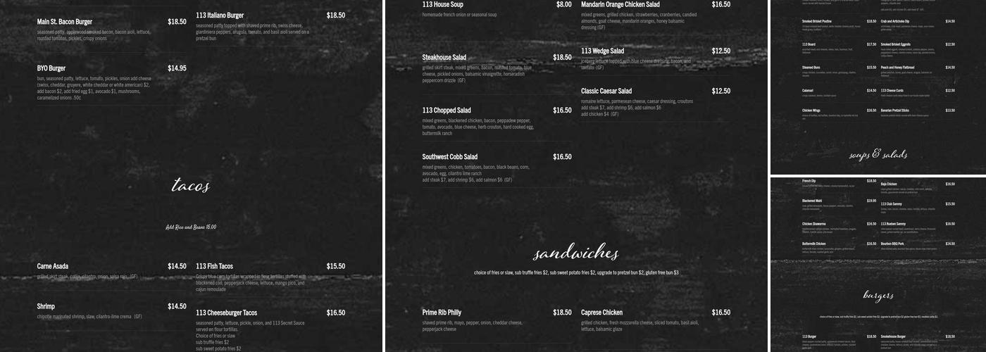 113 Main Menu