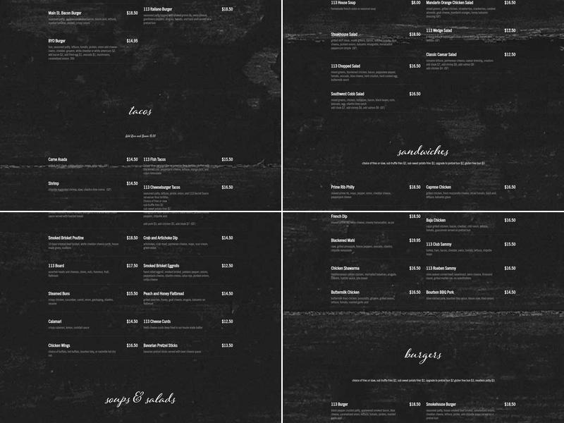 113 Main Menu