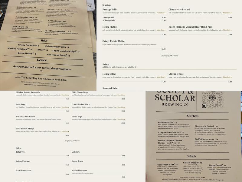 Scout & Scholar Brewing Co. Menu