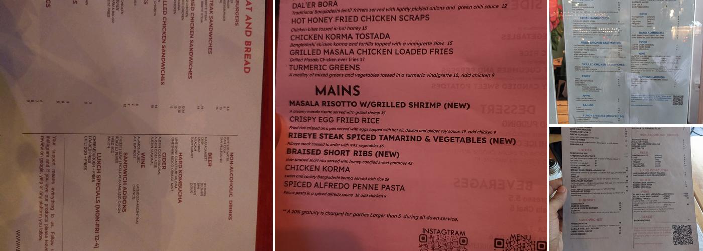 Meat and Bread Menu