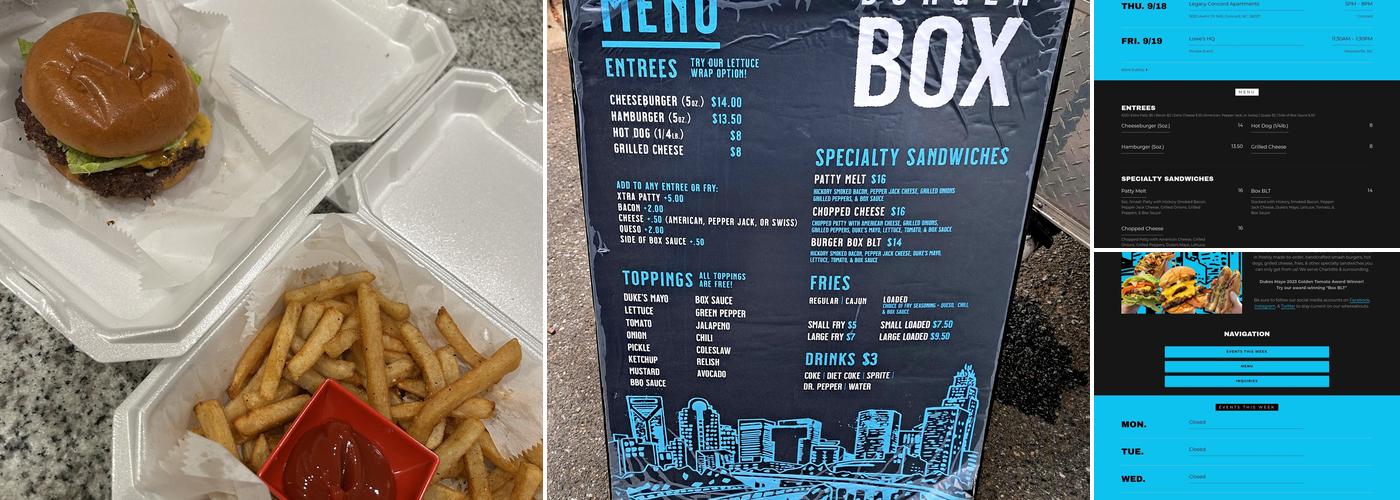 Burger Box Menu