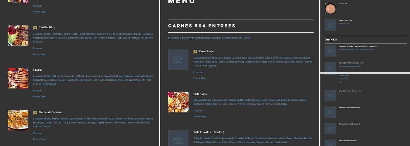 Carnes 504 Menu