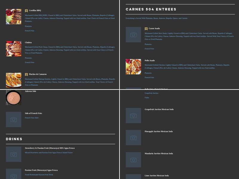 Carnes 504 Menu