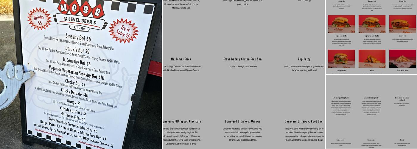 MidCity SmashedBurger @ Level Beer: Level 3 Buckman Kerns Menu