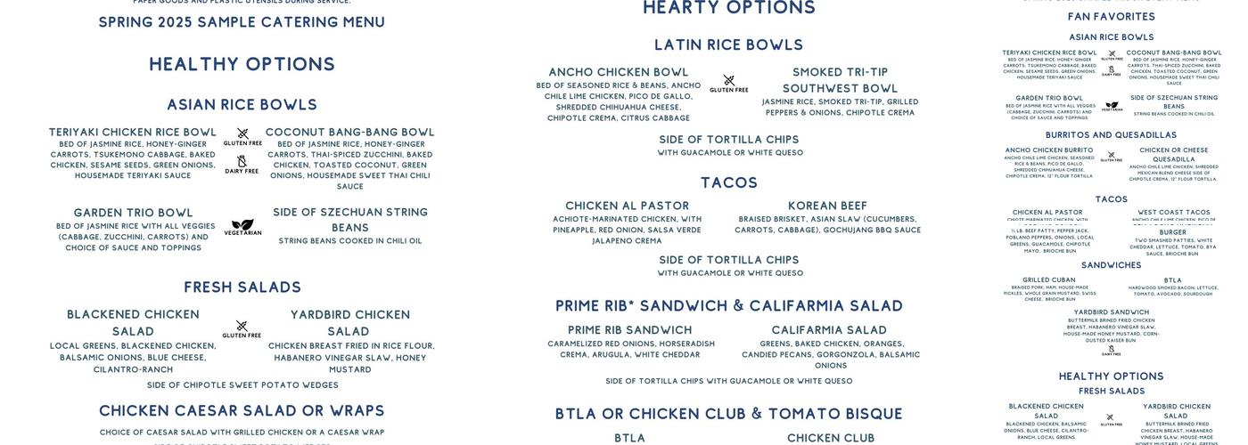 Califarmia Menu
