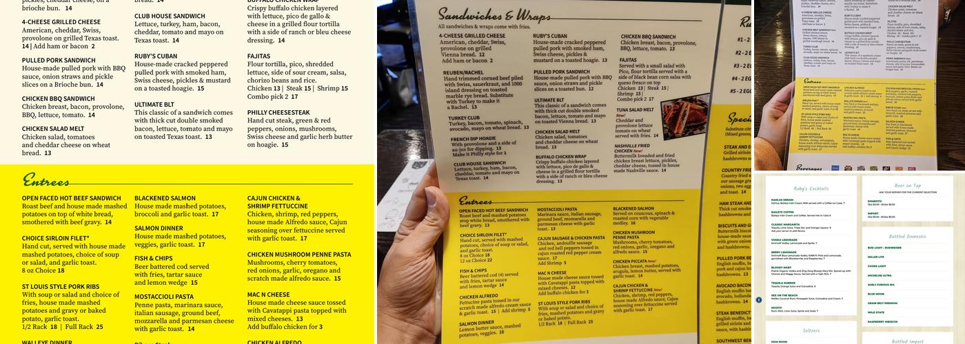 Ruby's Family Restaurant Menu