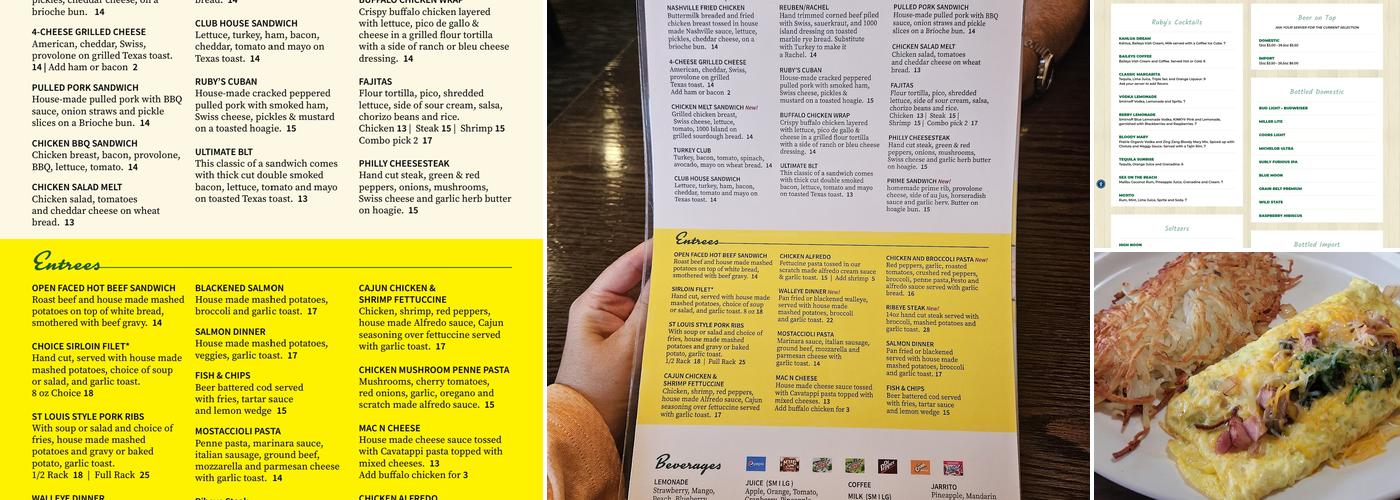Ruby's Family Restaurant Menu